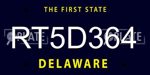 RT5D364 Delaware License Plate