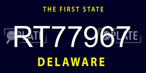 RT77967 Delaware License Plate