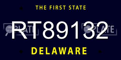 RT89132 Delaware License Plate