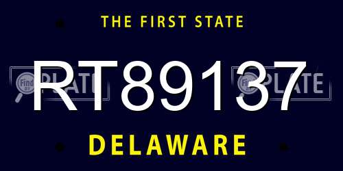 RT89137 Delaware License Plate