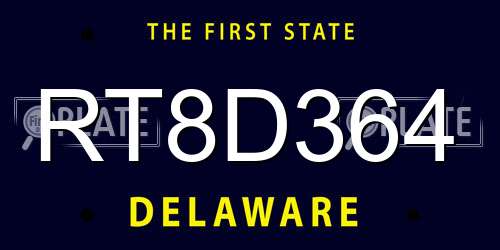 RT8D364 Delaware License Plate