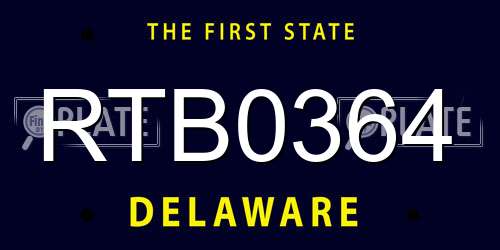 RTB0364 Delaware License Plate