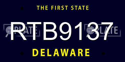 RTB9137 Delaware License Plate
