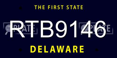RTB9146 Delaware License Plate