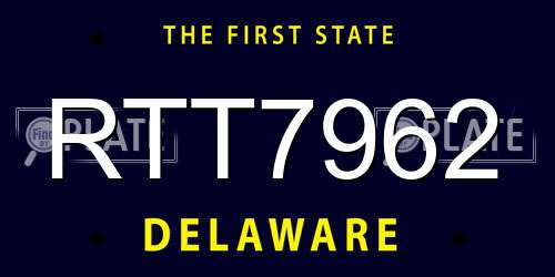 RTT7962 Delaware License Plate
