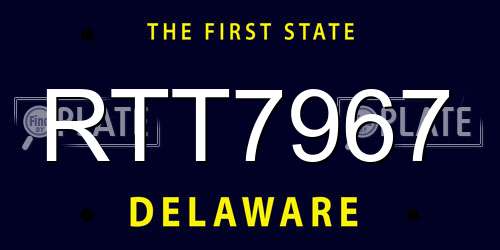 RTT7967 Delaware License Plate