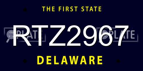 RTZ2967 Delaware License Plate