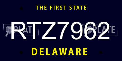 RTZ7962 Delaware License Plate