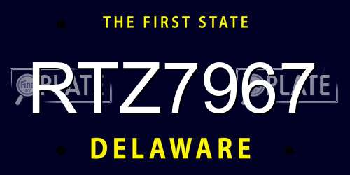 RTZ7967 Delaware License Plate