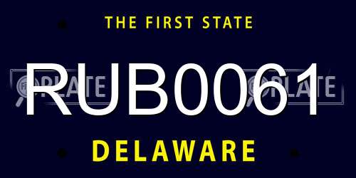 RUB0061 Delaware License Plate