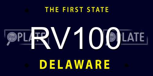 RV100 Delaware License Plate