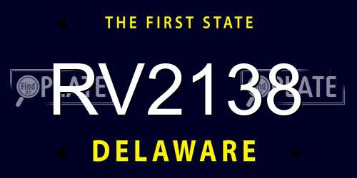 RV2138 Delaware License Plate