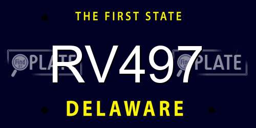 RV497 Delaware License Plate