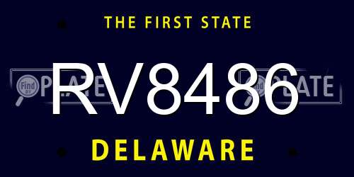 RV8486 Delaware License Plate