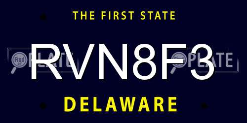 RVN8F3 Delaware License Plate