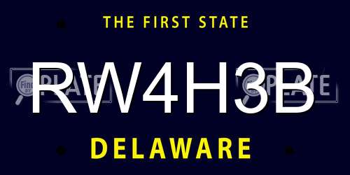 RW4H3B Delaware License Plate