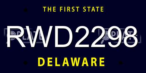 RWD2298 Delaware License Plate