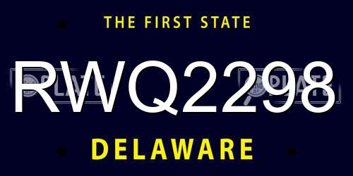 RWQ2298 Delaware License Plate