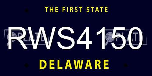 RWS4150 Delaware License Plate