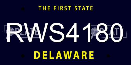 RWS4180 Delaware License Plate
