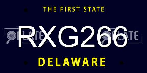 RXG266 Delaware License Plate