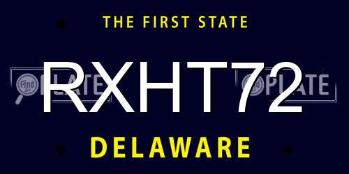 RXHT72 Delaware License Plate