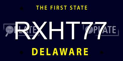 RXHT77 Delaware License Plate