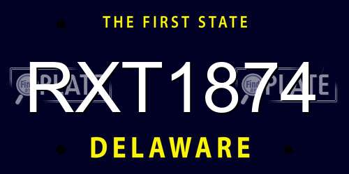 RXT1874 Delaware License Plate