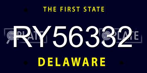 RY56332 Delaware License Plate