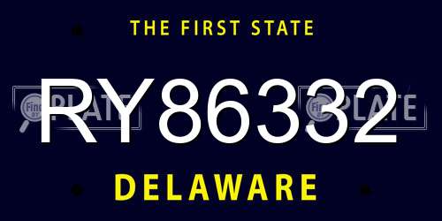 RY86332 Delaware License Plate