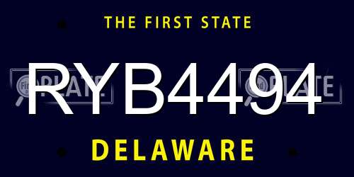 RYB4494 Delaware License Plate