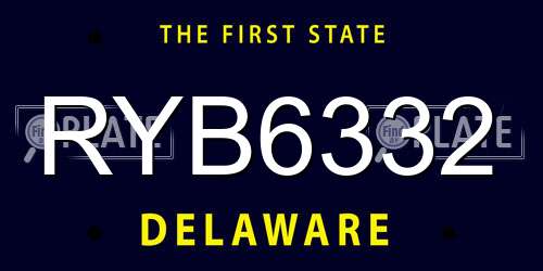 RYB6332 Delaware License Plate
