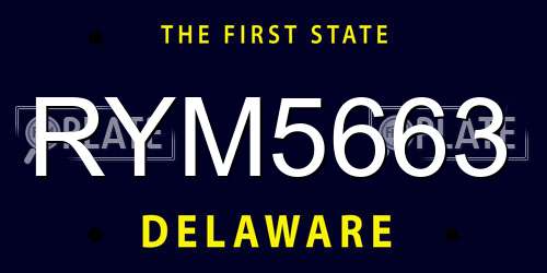 RYM5663 Delaware License Plate