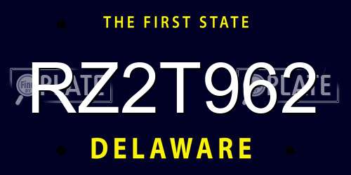 RZ2T962 Delaware License Plate