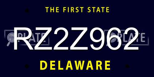 RZ2Z962 Delaware License Plate