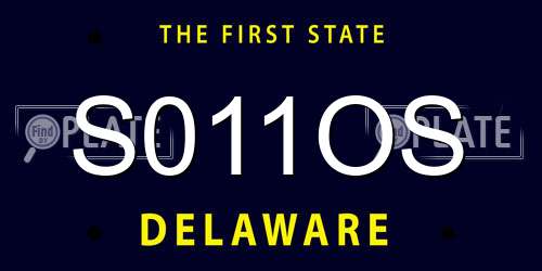 S011OS Delaware License Plate