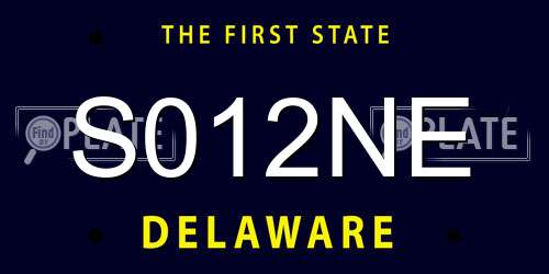 S012NE Delaware License Plate