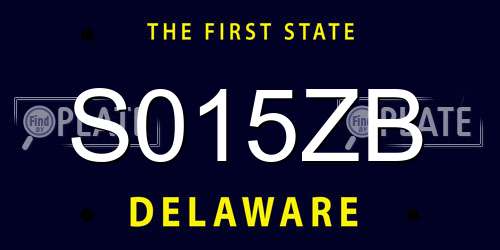 S015ZB Delaware License Plate