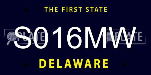 S016MW Delaware License Plate