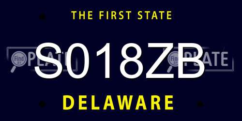 S018ZB Delaware License Plate