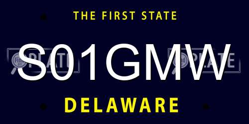 S01GMW Delaware License Plate