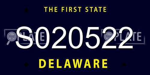 S020522 Delaware License Plate