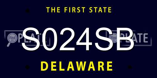 S024SB Delaware License Plate