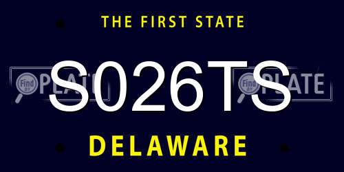 S026TS Delaware License Plate