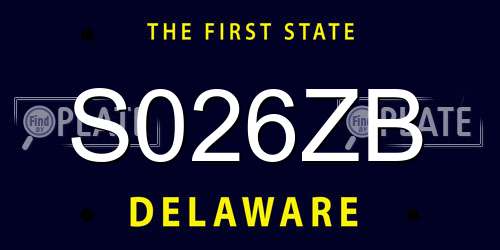 S026ZB Delaware License Plate