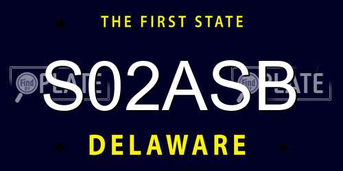 S02ASB Delaware License Plate