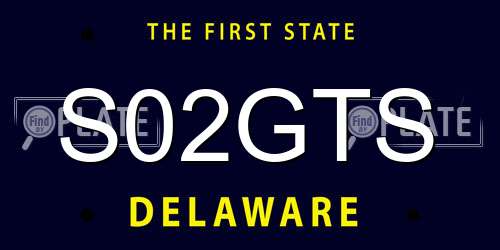 S02GTS Delaware License Plate