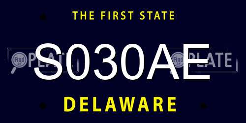 S030AE Delaware License Plate