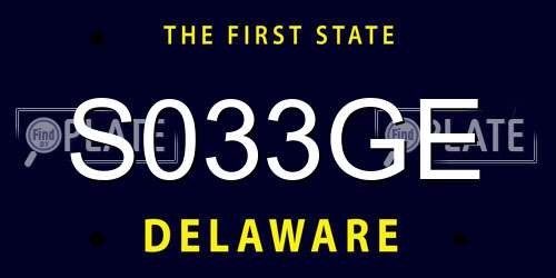 S033GE Delaware License Plate