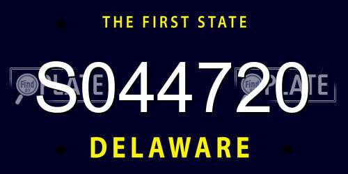 S044720 Delaware License Plate
